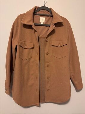 Camel Button-Up Fleece Shacket